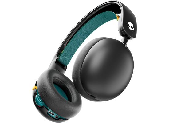 Skullcandy Grom Wireless Headphones, Volume-Limiting Audio, Comfortable Over-Ear Fit, Designed for Kids 6+, Up to 45 Hours Battery, Backup 3.5mm AUX Cable Included with Built-in Microphone - Black